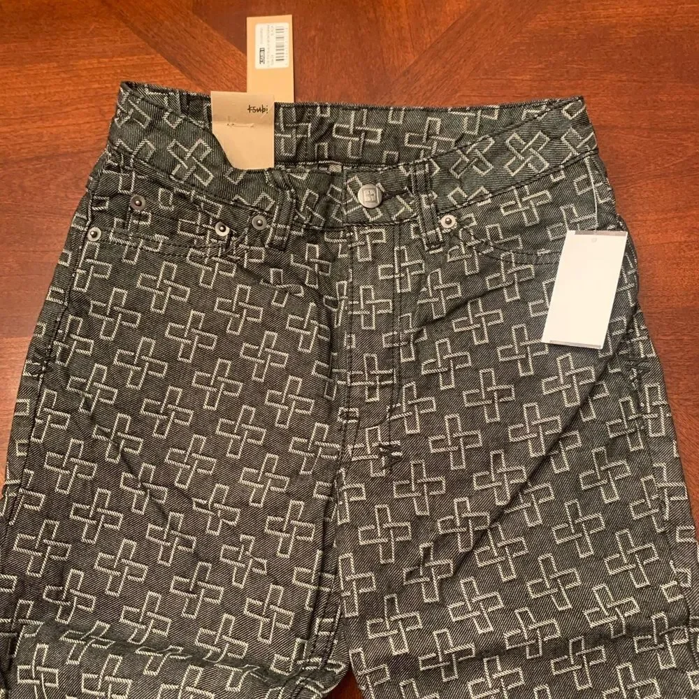 Ksubi Women’s slim pin monogram cropped ankle pants size 24, NWT
